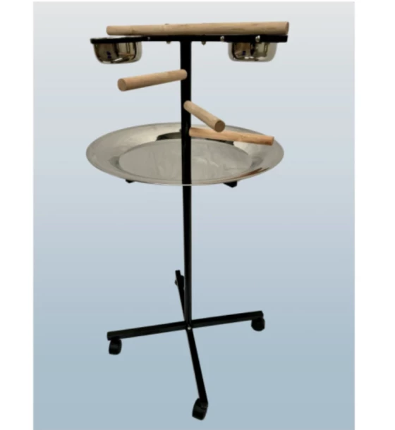 Parrot Supplies T Bar Parrot Playstand With Steps, Feeders And