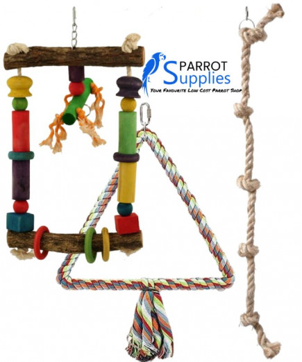 3 X Parrot Toy Pack - African Grey, Amazon, Macaw, Cockatoo Etc - RRP £64.97