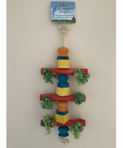 Parrot-Supplies Chock-A-Block Wood and Rope Parrot Toy