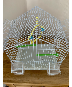 Parrot-Supplies House Roof Style Small Bird Cage - White