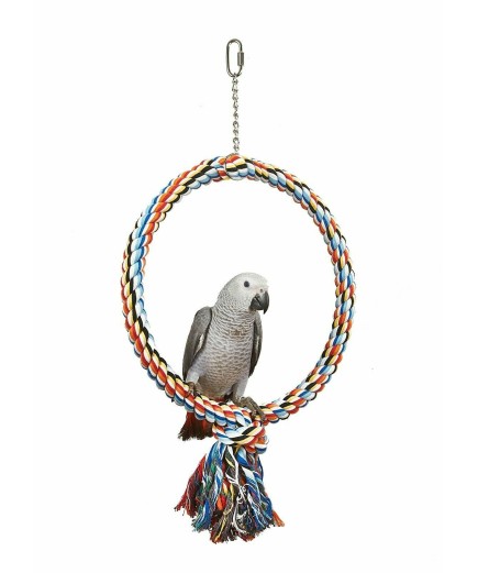 80cm Huge Coloured Rope Ring Parrot Swing, Macaw, Cockatoo Parrot Toy - BOGOF