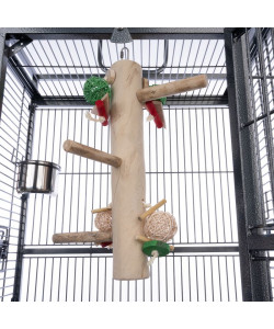 Java Wood XL Parrot Perch Station Swing