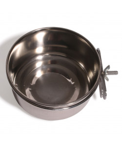 Parrot-Supplies Stainless Steel Coop Cup Feeder/Water Bowl With Clamp Holder Large