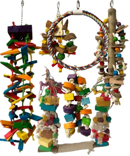 .NEW 6 x The Big One Parrot Toy Pack - African Grey, Macaw, Cockatoo etc - RRP £138.94
