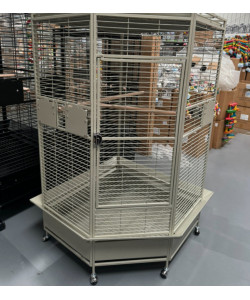 Parrot-Supplies New York Large Double Parrot Cage With Divider - Stone