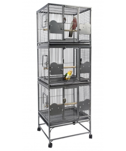 Parrot-Supplies Triple Breeding Or Display Parrot Cage Black Parrot-Supplies Triple Breeding Or Display Parrot Cage Black