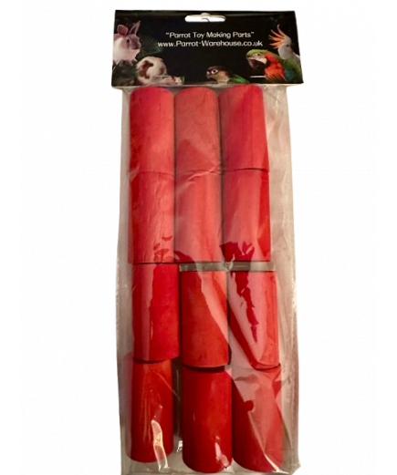 Parrot-Supplies Coloured Wood Large Barrel Tubes  - Parrot Toy Making Parts - Pack of 12