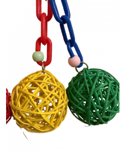 Parrot-Supplies Woven Colourful Vine Balls and Chain Parrot Toy Parrot-Supplies Woven Colourful Vine Balls and Chain Parrot Toy
