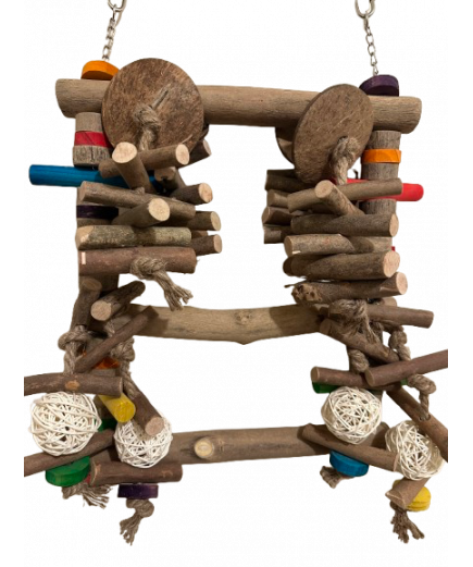 Parrot-Supplies Mega Natural Wood Activity Climbing Swing XL Parrot Toy