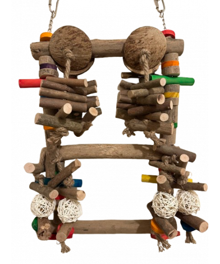 Parrot-Supplies Mega Natural Wood Activity Climbing Swing XL Parrot Toy