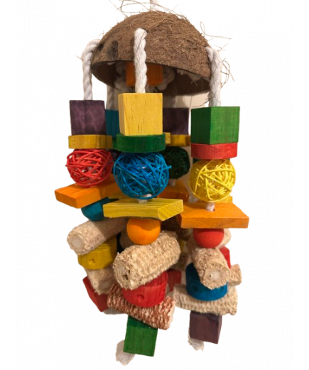 Parrot-Supplies Colourful Coconut & Corn Celebration XL Parrot Toy