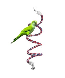 Parrot-Supplies Boing Cotton Spiral Bouncing Perch With Bell Toy