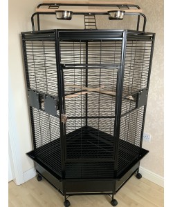 Parrot-Supplies Oklahoma Premium Play Top Corner Parrot Cage - Black