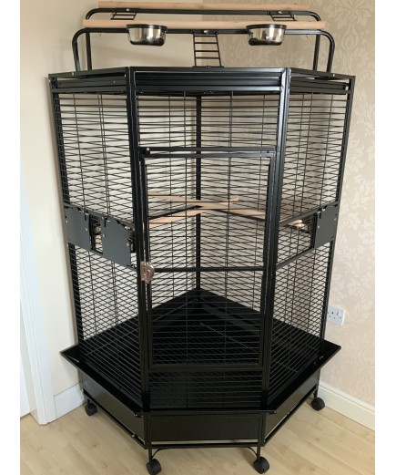 Parrot-Supplies Oklahoma Premium Play Top Corner Parrot Cage - Black