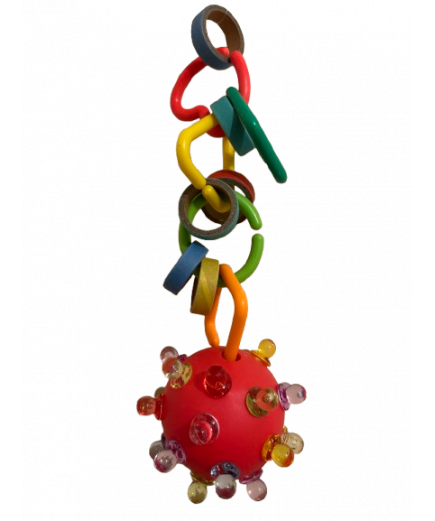 Parrot-Supplies Super Binkies Wiffle Ball With Birdie Bangles Parrot Toy