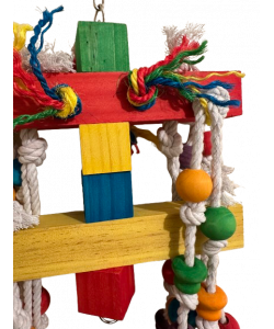 Parrot-Supplies Loads Of Beads & Knobs Wood & Rope XL Macaw Parrot Toy Parrot-Supplies Loads Of Beads & Knobs Wood & Rope XL Macaw Parrot Toy