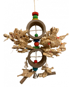 Parrot-Supplies Chunky Cardboard Rings With Woven Palm Leaf Parrot Toy Parrot-Supplies Chunky Cardboard Rings With Woven Palm Leaf Parrot Toy