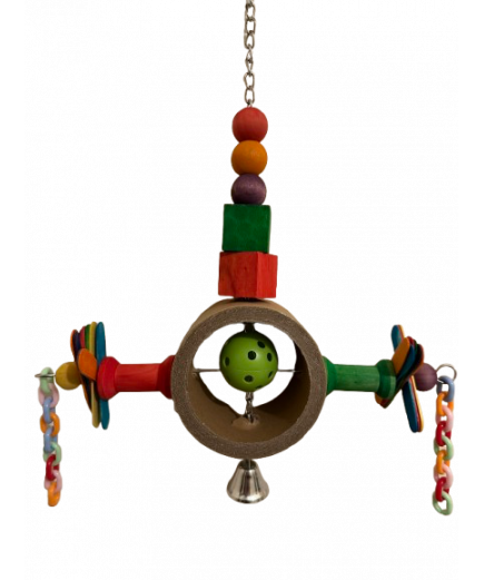 Parrot-Supplies Mr Robot Head Chunky Card Ring With Lolly Sticks Parrot Toy