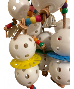 Parrot-Supplies Super Wiffle Balls With Beads and Leather Parrot Toy  Parrot-Supplies Super Wiffle Balls With Beads and Leather Parrot Toy