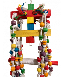 Parrot-Supplies Loads Of Beads & Knobs Wood & Rope XL Macaw Parrot Toy Parrot-Supplies Loads Of Beads & Knobs Wood & Rope XL Macaw Parrot Toy