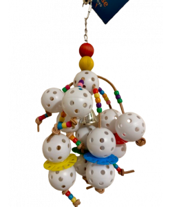 Parrot-Supplies Super Wiffle Balls With Beads and Leather Parrot Toy  Parrot-Supplies Super Wiffle Balls With Beads and Leather Parrot Toy