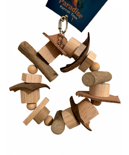 Parrot-Supplies Naturals Wood & Leather Cluster Ring Parrot Toy
