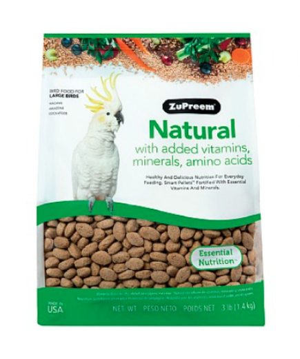ZuPreem Natural Large - Complete Food for Large Parrots - 3lb - BOGOF