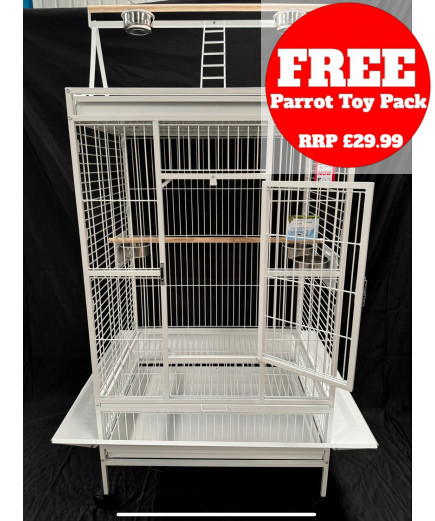 Parrot-Supplies Atlanta Play Top Parrot Cage White
