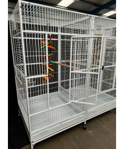 Parrot-Supplies New York Large Double Parrot Cage With Divider - Stone