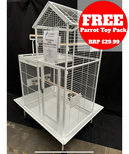 Parrot-Supplies Seattle House Style Play Top Parrot Cage White