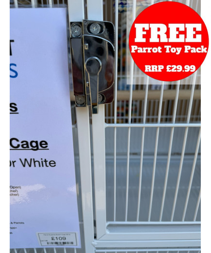 Parrot-Supplies Boston Open Top Parrot Cage With Stand - White