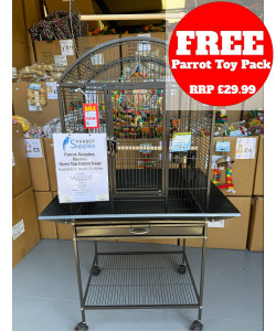 Parrot-Supplies Boston Open Top Parrot Cage With Stand - Antique