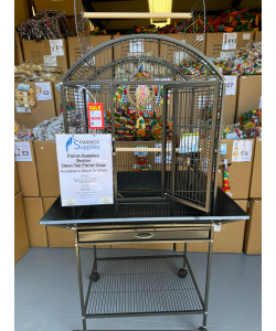 Parrot-Supplies Boston Open Top Parrot Cage With Stand - Antique