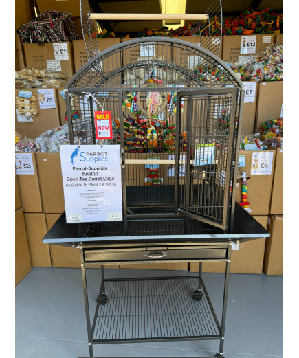 Parrot-Supplies Boston Open Top Parrot Cage With Stand - Antique