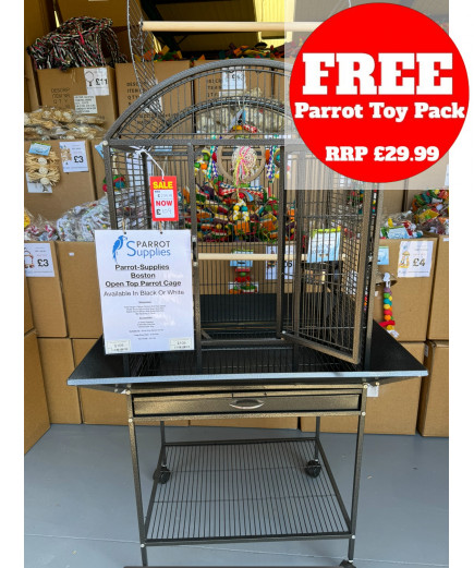 Parrot-Supplies Boston Open Top Parrot Cage With Stand - Antique Parrot-Supplies Boston Open Top Parrot Cage With Stand - Antique