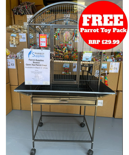 Parrot-Supplies Boston Open Top Parrot Cage With Stand - Antique Parrot-Supplies Boston Open Top Parrot Cage With Stand - Antique