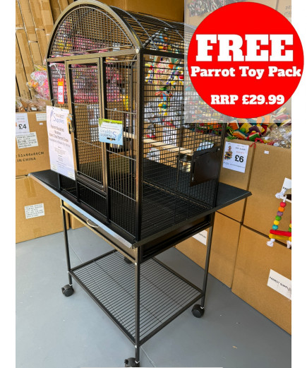 Parrot-Supplies Boston Open Top Parrot Cage With Stand - Antique Parrot-Supplies Boston Open Top Parrot Cage With Stand - Antique