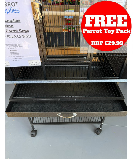 Parrot-Supplies Boston Open Top Parrot Cage With Stand - Antique Parrot-Supplies Boston Open Top Parrot Cage With Stand - Antique