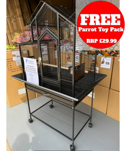 Parrot-Supplies Columbus Open Top House Style Parrot Cage Antique