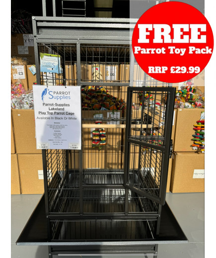 Parrot-Supplies Lakeland Play Top Parrot Cage Black