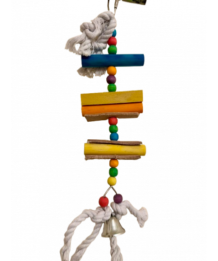 Parrot-Supplies Palm Bay Beads And Leather Stacker Parrot Toy