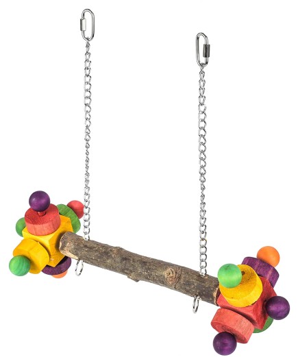 Parrot-Supplies Wooden Bird Swing Toy With Double Twirlers - BOGOF