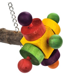 Parrot-Supplies Wooden Bird Swing Toy With Double Twirlers - BOGOF